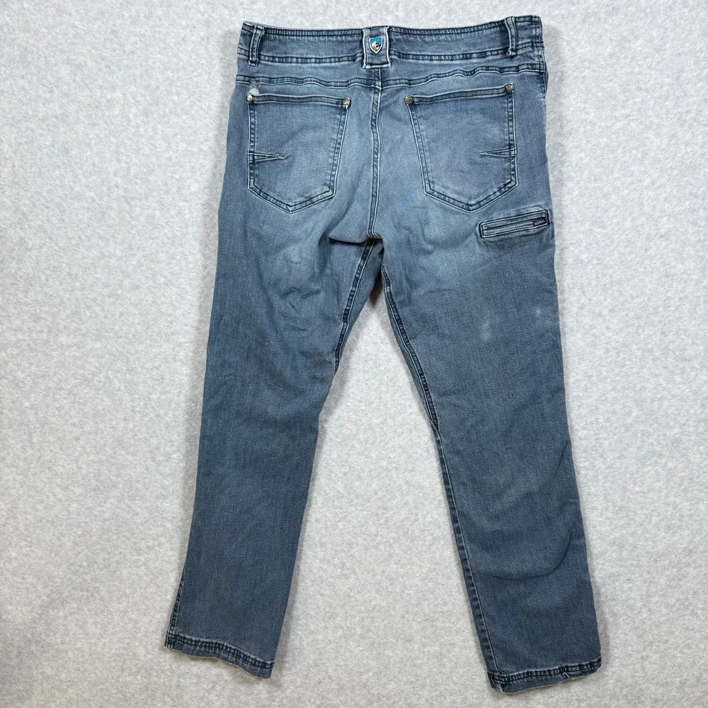Kuhl Kanvus Jean Mens Faded Blue Indigo Straight Leg Pants 36x32 (Fits 33x28) - Picture 10 of 13